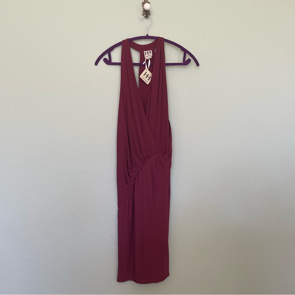 NWT Haute Hippie Bordeaux Racer Back Criss Cross Front Dress